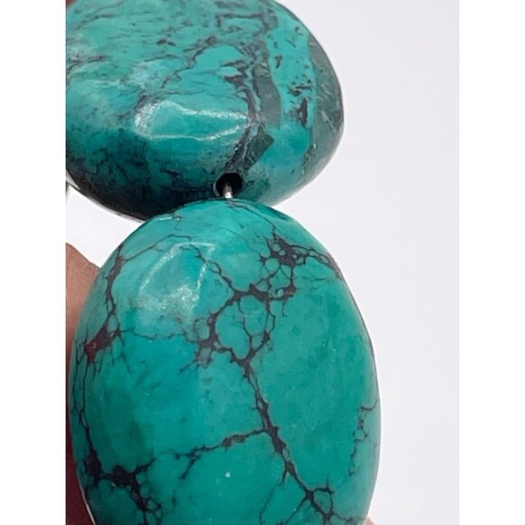 Handmade Sterling Silver Turquoise Statement Necklace Large Oval Gemstones 96g - Picture 9 of 13